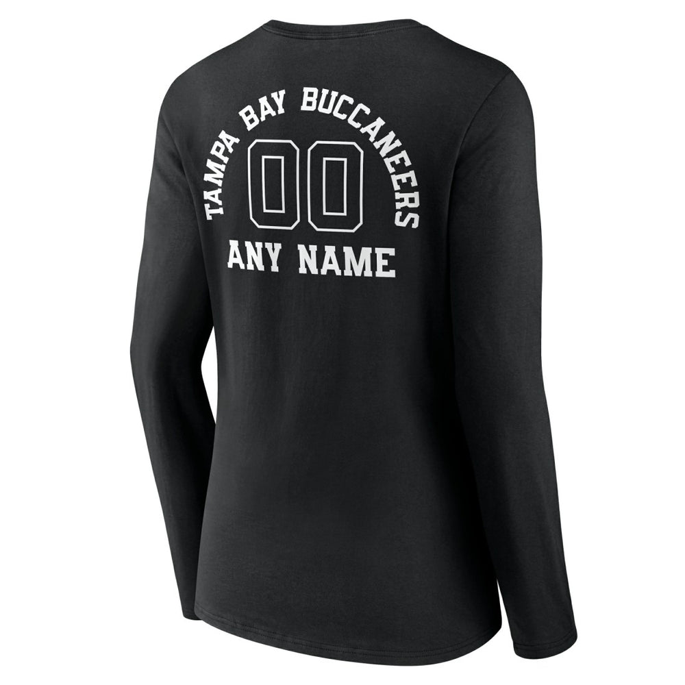 Tampa Bay Buccaneers Women's Personalized Name & Number Monochrome Long Sleeve V-Neck T-Shirt - Black T-shirts