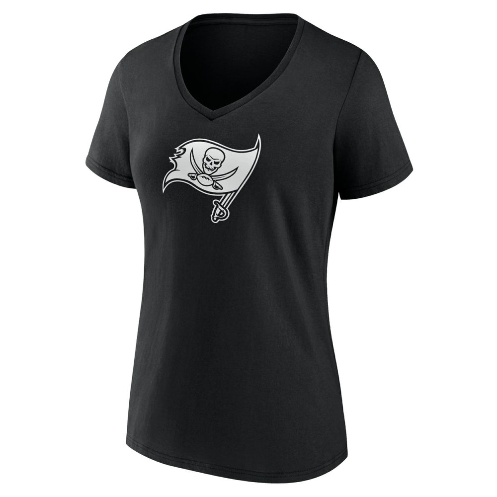 Tampa Bay Buccaneers Women's Personalized Name & Number Monochrome V-Neck T-Shirt - Black T-shirts