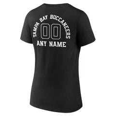 Tampa Bay Buccaneers Women's Personalized Name & Number Monochrome V-Neck T-Shirt - Black T-shirts