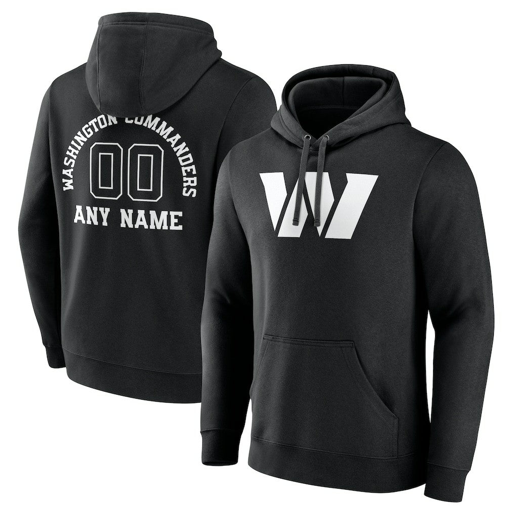 Washington Commanders Personalized Name & Number Pullover Hoodie - Black Hoodies