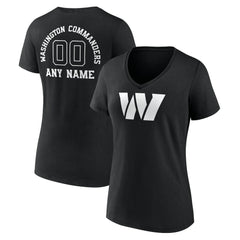 Washington Commanders Women's Personalized Name & Number Monochrome V-Neck T-Shirt - Black T-shirts