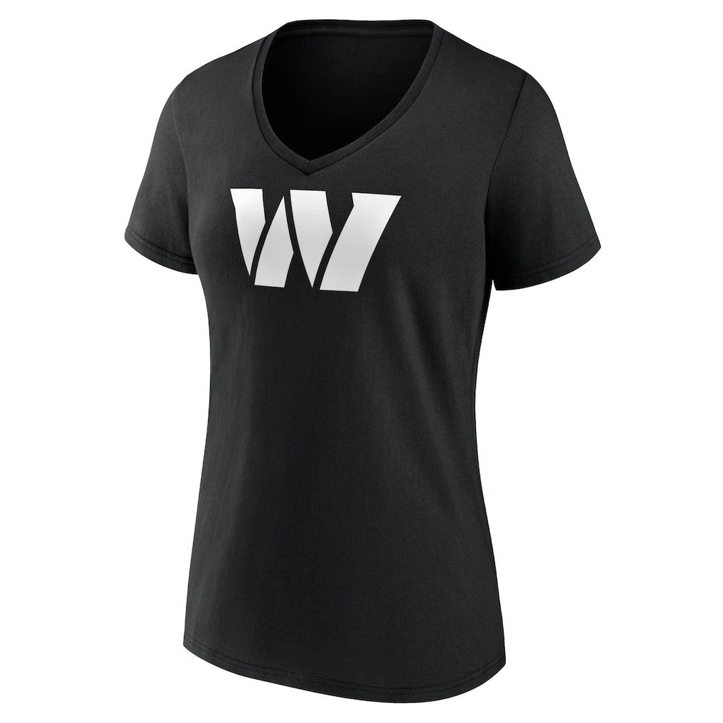 Washington Commanders Women's Personalized Name & Number Monochrome V-Neck T-Shirt - Black T-shirts