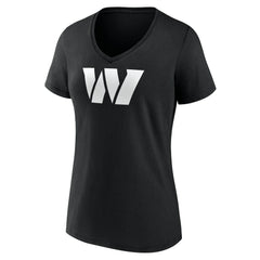 Washington Commanders Women's Personalized Name & Number Monochrome V-Neck T-Shirt - Black T-shirts