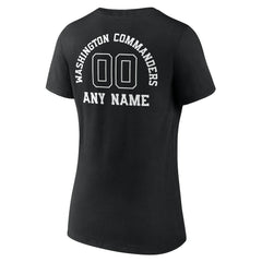 Washington Commanders Women's Personalized Name & Number Monochrome V-Neck T-Shirt - Black T-shirts