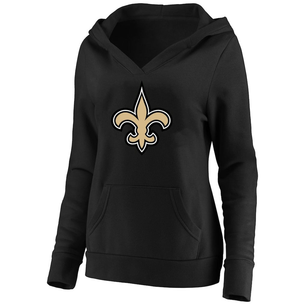 New Orleans Saints Women's Plus Size V-Neck Pullover Hoodie - Black Hoodies
