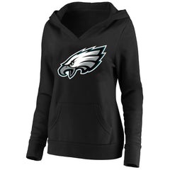 Philadelphia Eagles Women's Plus Size V-Neck Pullover Hoodie - Black Hoodies