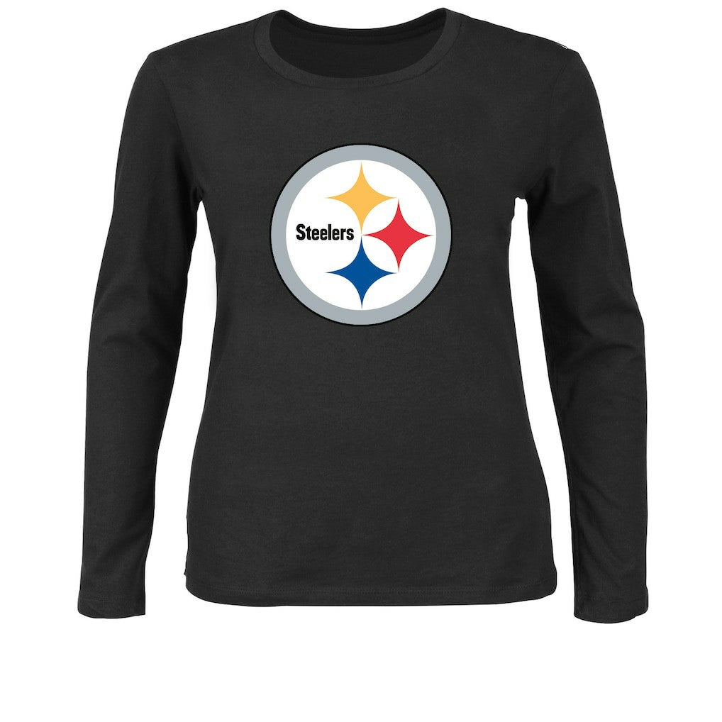 Pittsburgh Steelers Women's Plus Size Long Sleeve T-Shirt - Black T-shirts
