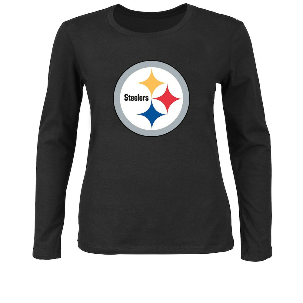 Pittsburgh Steelers Women's Plus Size Long Sleeve T-Shirt - Black T-shirts