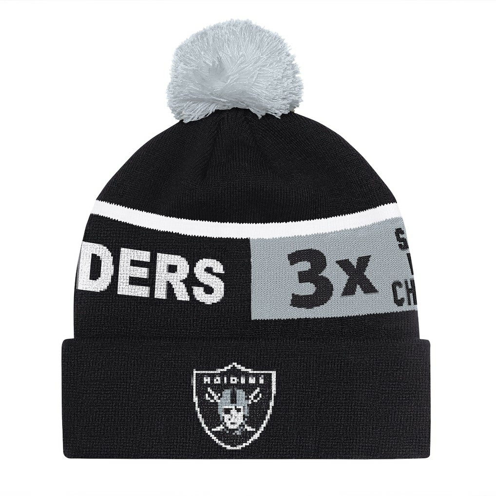 Las Vegas Raiders Starter Unisex Chyron Cuffed Knit Hat with Pom - Black Hats