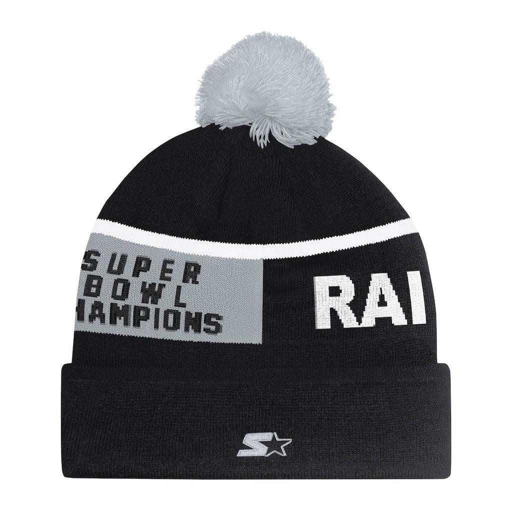 Las Vegas Raiders Starter Unisex Chyron Cuffed Knit Hat with Pom - Black Hats
