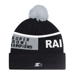 Las Vegas Raiders Starter Unisex Chyron Cuffed Knit Hat with Pom - Black Hats