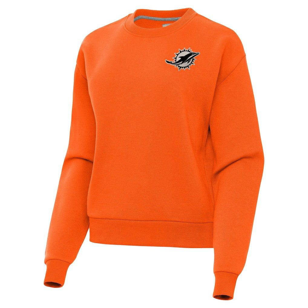 Miami Dolphins Antigua Women's Victory Pullover Sweatshirt - Orange Pullover