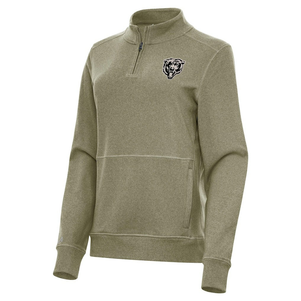 Chicago Bears Antigua Women's Crush Quarter-Zip Top - Olive Tops