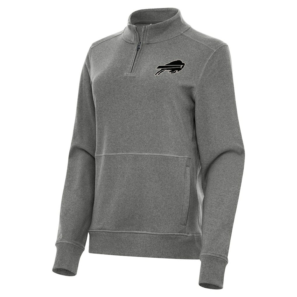 Buffalo Bills Antigua Women's Crush Quarter-Zip Top - Heather Black Tops