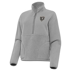 Chicago Bears Antigua Women's Brushed Carbon Figure Half-Zip Pullover Sweatshirt - Gray