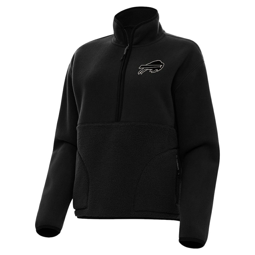 Buffalo Bills Antigua Women's Brushed Carbon Figure Half-Zip Pullover Sweatshirt - Black