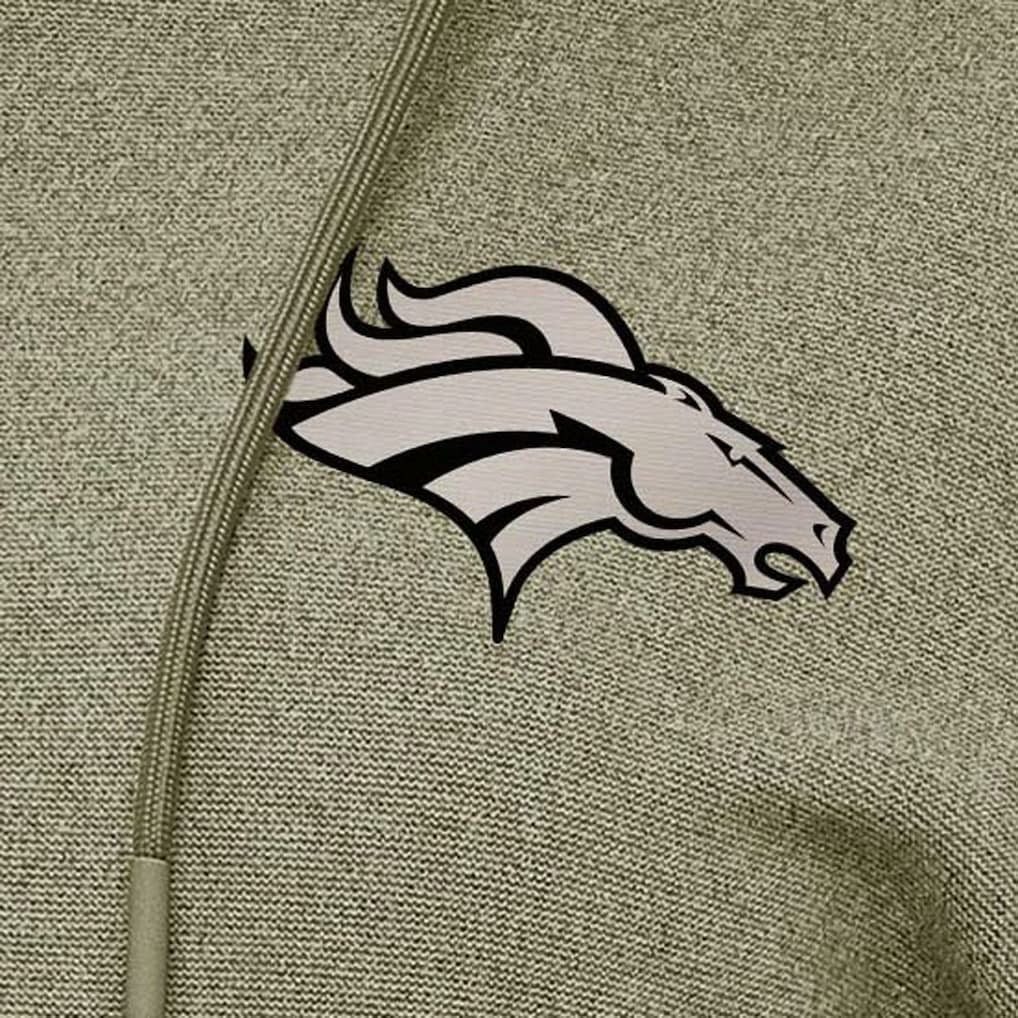 Denver Broncos Antigua Women's Justice Pullover Hoodie - Olive Hoodies