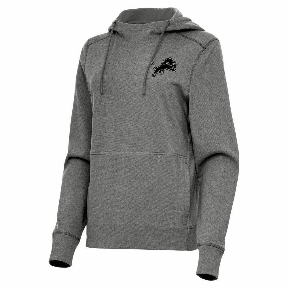 Detroit Lions Antigua Women's Justice Pullover Hoodie - Heather Black Hoodies