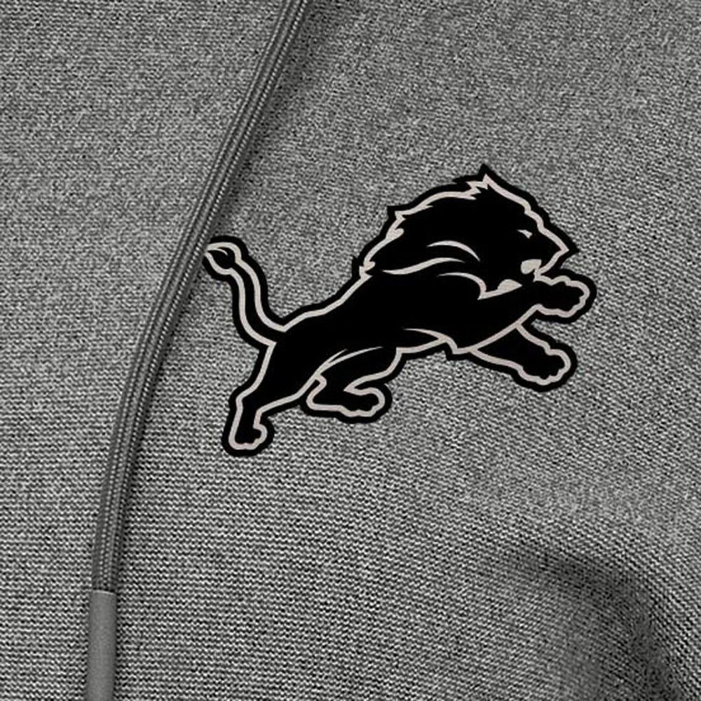 Detroit Lions Antigua Women's Justice Pullover Hoodie - Heather Black Hoodies