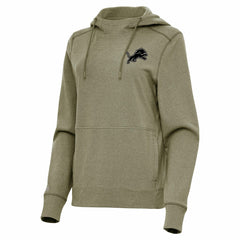 Detroit Lions Antigua Women's Justice Pullover Hoodie - Olive Hoodies