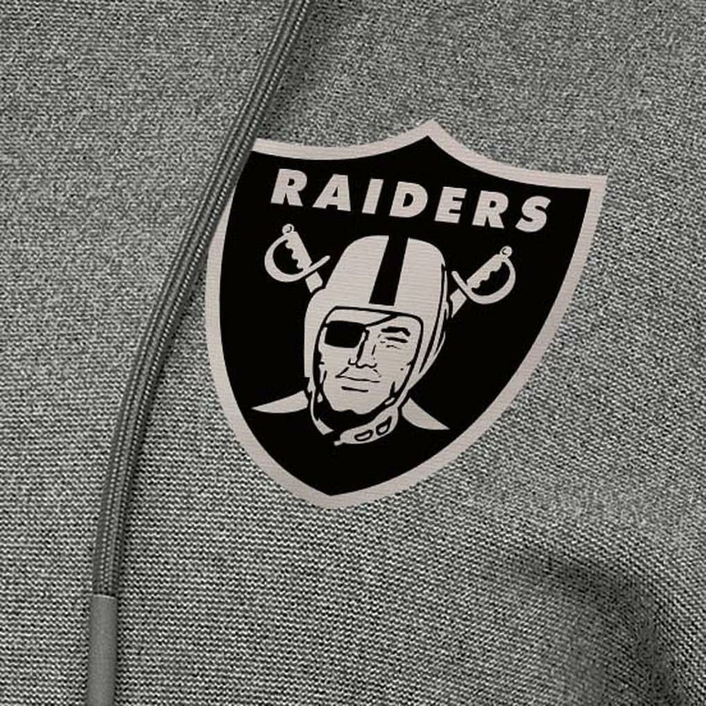 Las Vegas Raiders Antigua Women's Justice Pullover Hoodie - Heather Black Hoodies