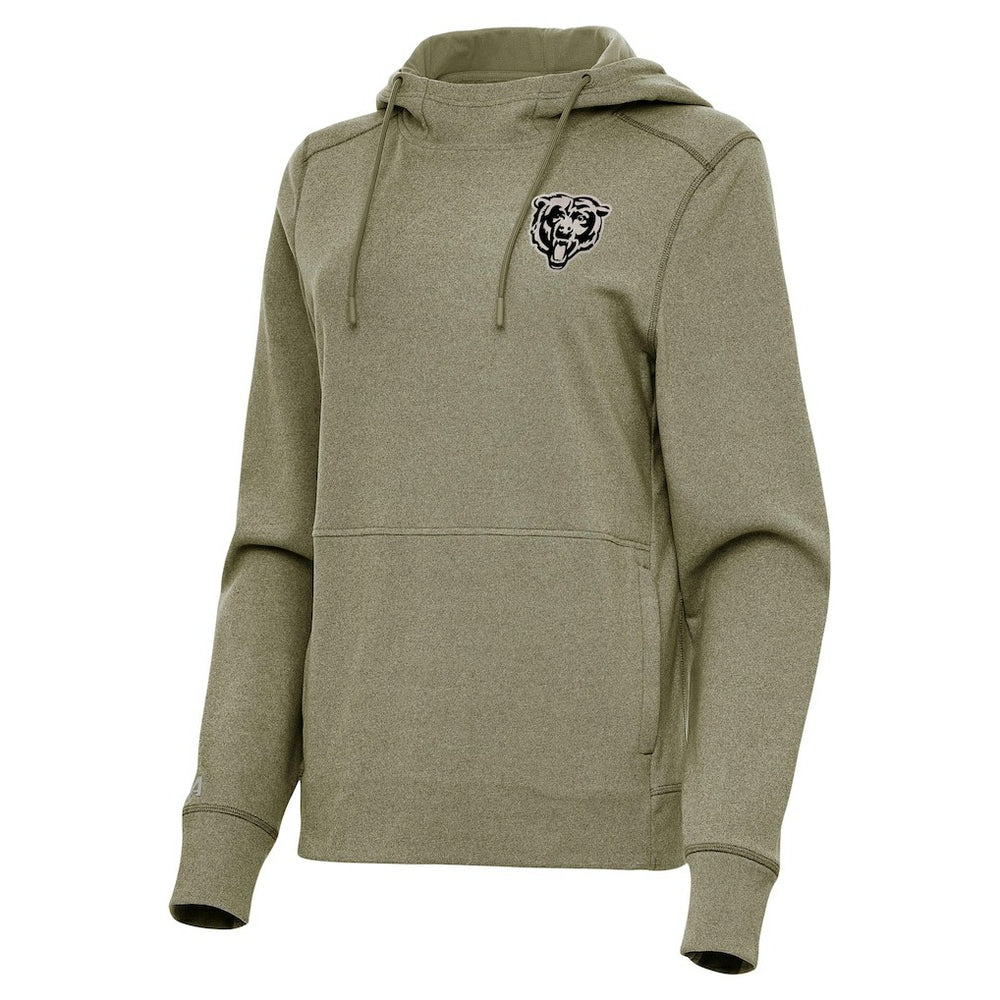 Chicago Bears Antigua Women's Justice Pullover Hoodie - Olive Hoodies