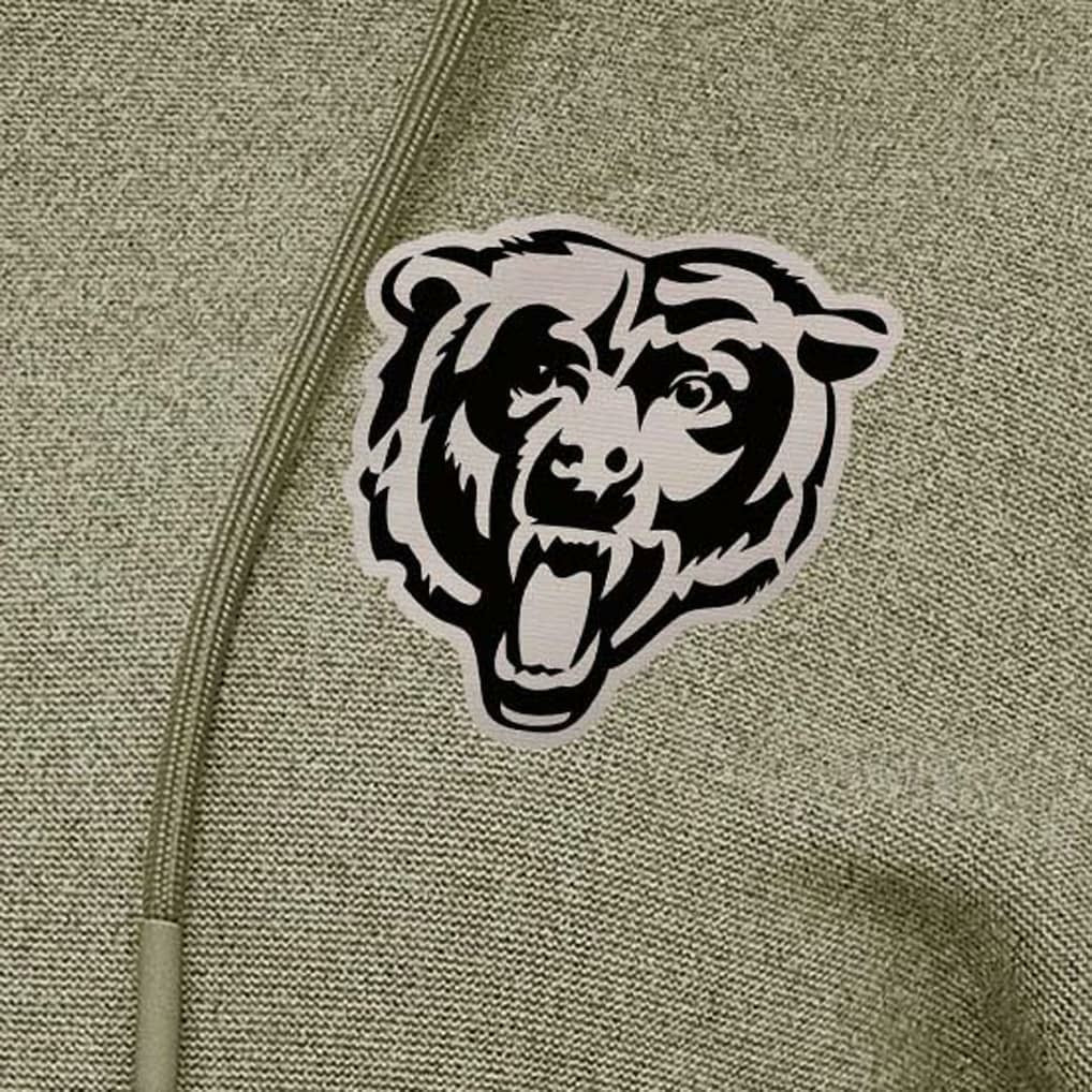 Chicago Bears Antigua Women's Justice Pullover Hoodie - Olive Hoodies