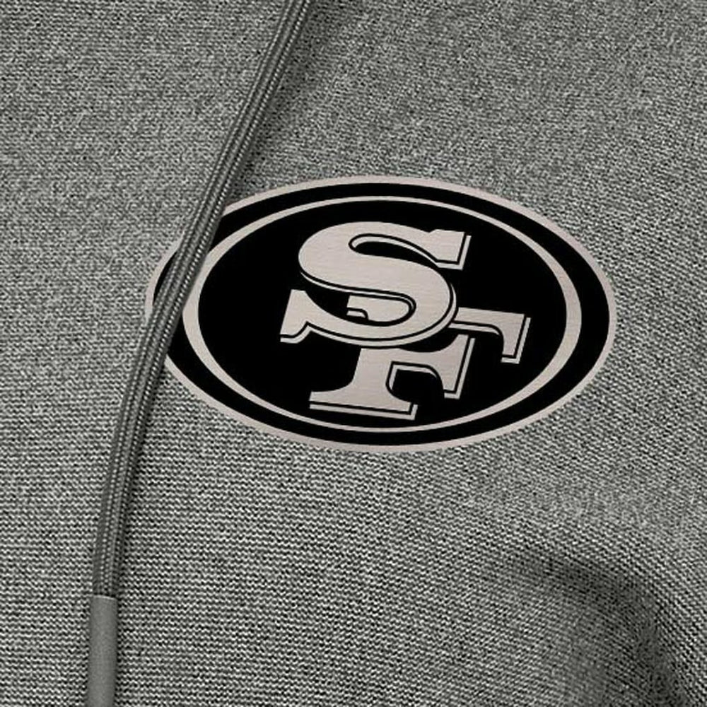 San Francisco 49ers Antigua Women's Justice Pullover Hoodie - Heather Black Hoodies
