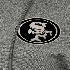 San Francisco 49ers Antigua Women's Justice Pullover Hoodie - Heather Black Hoodies