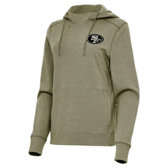 San Francisco 49ers Antigua Women's Justice Pullover Hoodie - Olive Hoodies