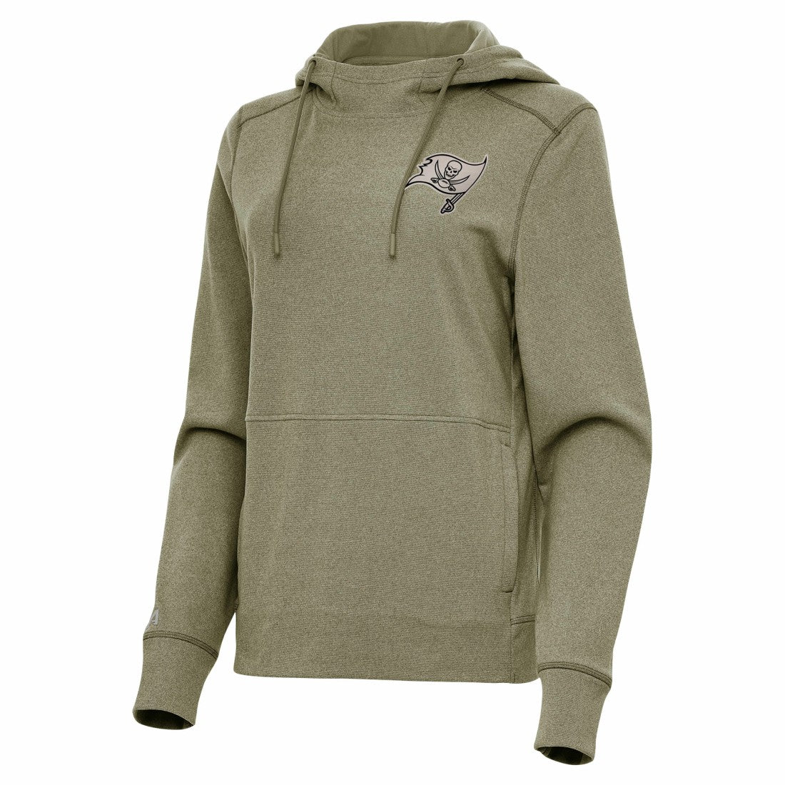 Tampa Bay Buccaneers Antigua Women's Justice Pullover Hoodie - Olive Hoodies