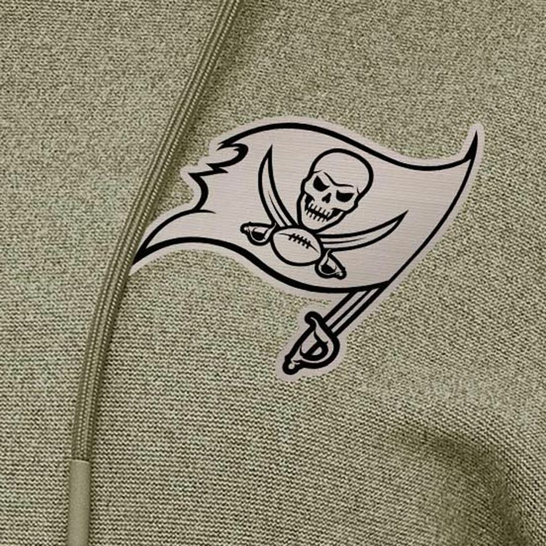 Tampa Bay Buccaneers Antigua Women's Justice Pullover Hoodie - Olive Hoodies