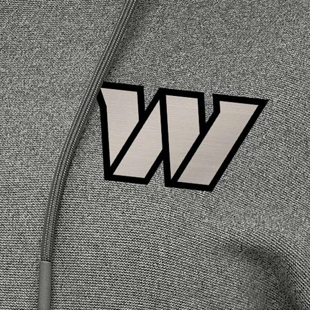 Washington Commanders Antigua Women's Justice Pullover Hoodie - Heather Black Hoodies