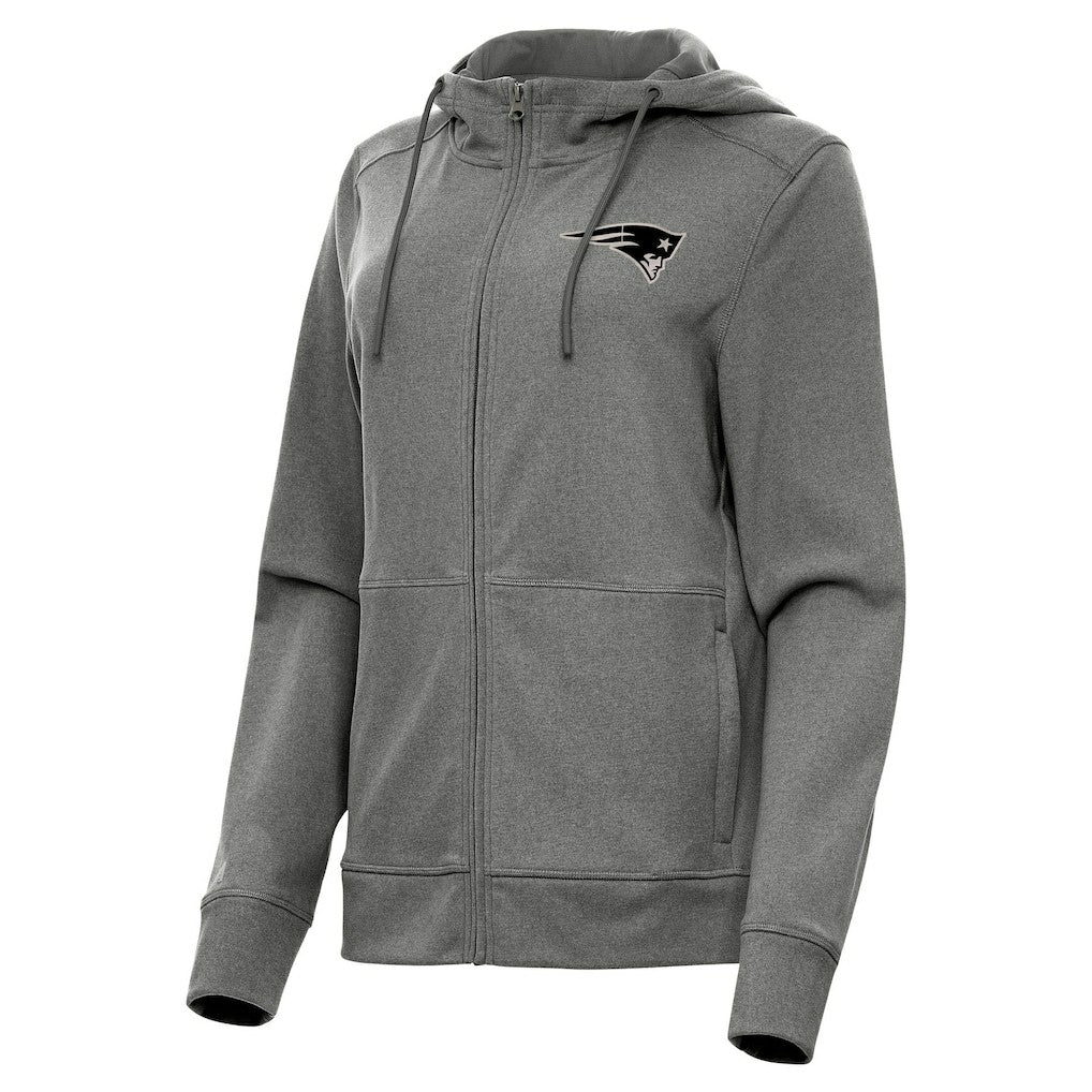 New England Patriots Antigua Women's Seeker Full-Zip Hoodie Jacket - Heather Black Hoodies