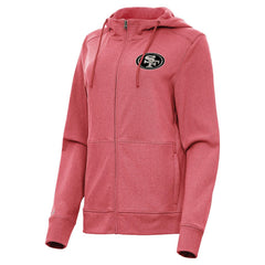 San Francisco 49ers Antigua Women's Seeker Full-Zip Hoodie Jacket - Heather Red Hoodies