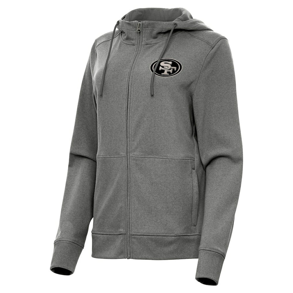San Francisco 49ers Antigua Women's Seeker Full-Zip Hoodie Jacket - Heather Black Hoodies