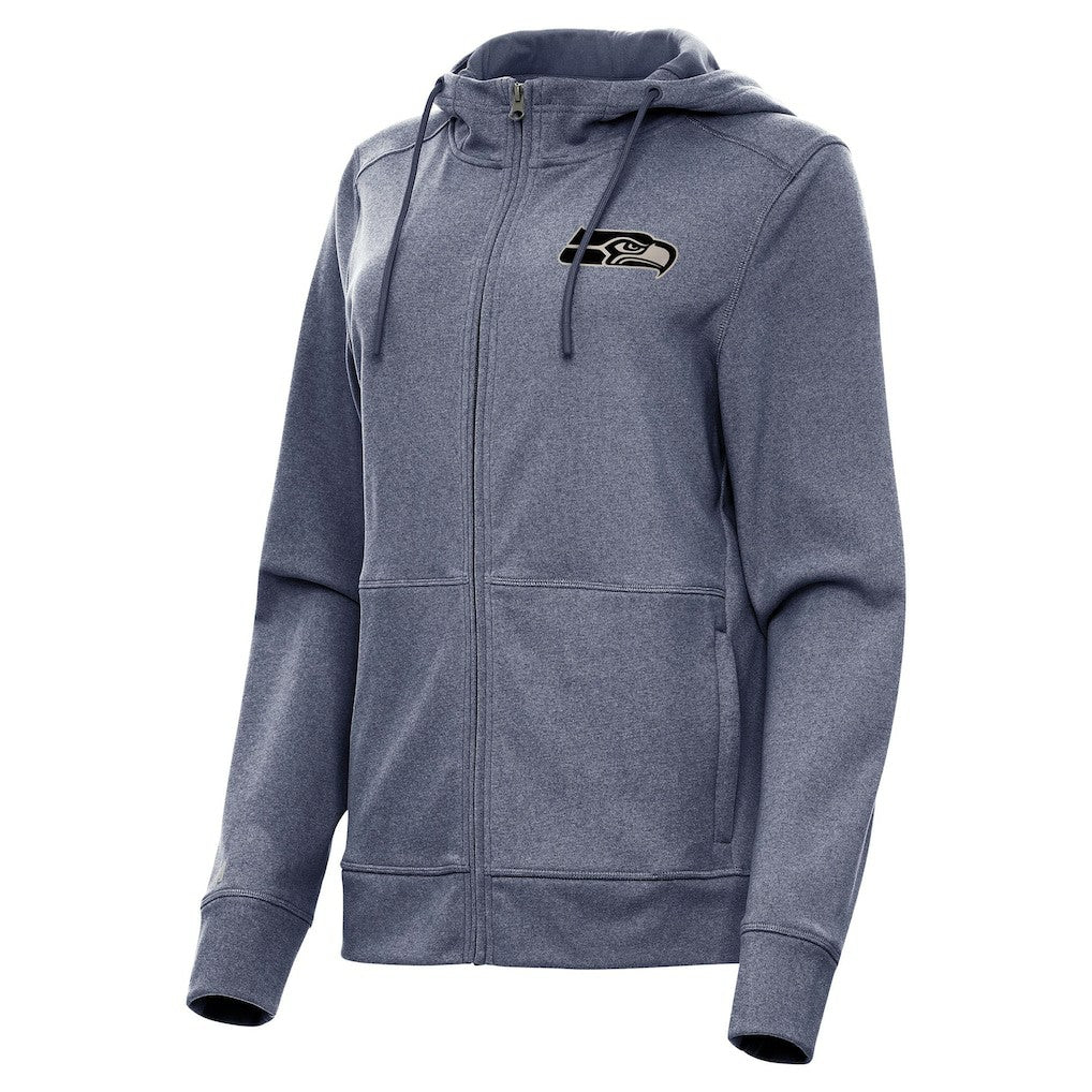 Seattle Seahawks Antigua Women's Seeker Full-Zip Hoodie Jacket - Heather College Navy Hoodies