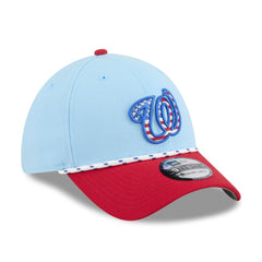 Washington Nationals New Era 2025 Fourth of July 39THIRTY Flex Hat - Light Blue/Red Hats