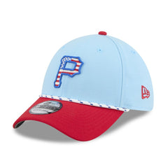 Pittsburgh Pirates New Era 2025 Fourth of July 39THIRTY Flex Hat - Light Blue/Red Hats