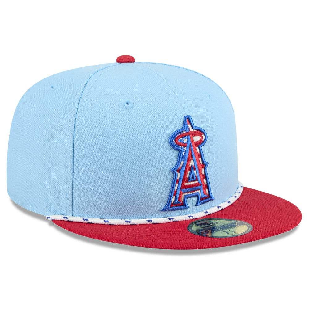 Los Angeles Angels New Era 2025 Fourth of July 59FIFTY Fitted Hat - Light Blue/Red Hats