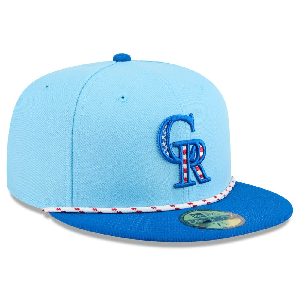 Colorado Rockies New Era 2025 Fourth of July 59FIFTY Fitted Hat - Light Blue/Blue Hats