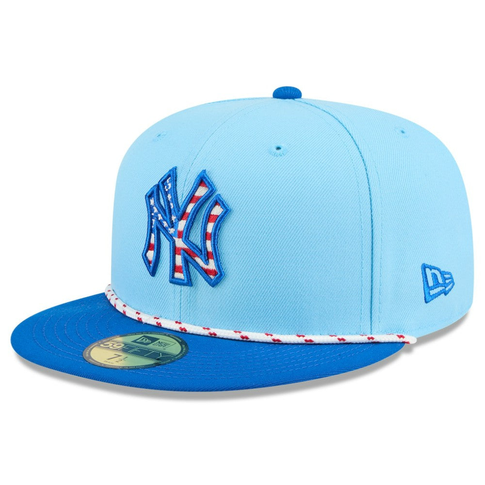 New York Yankees New Era 2025 Fourth of July 59FIFTY Fitted Hat - Light Blue/Blue Hats