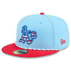 Athletics New Era 2025 Fourth of July 59FIFTY Fitted Hat - Light Blue/Red Hats