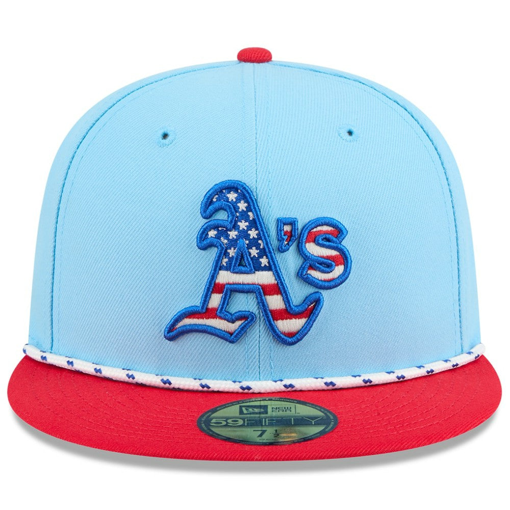 Athletics New Era 2025 Fourth of July 59FIFTY Fitted Hat - Light Blue/Red Hats