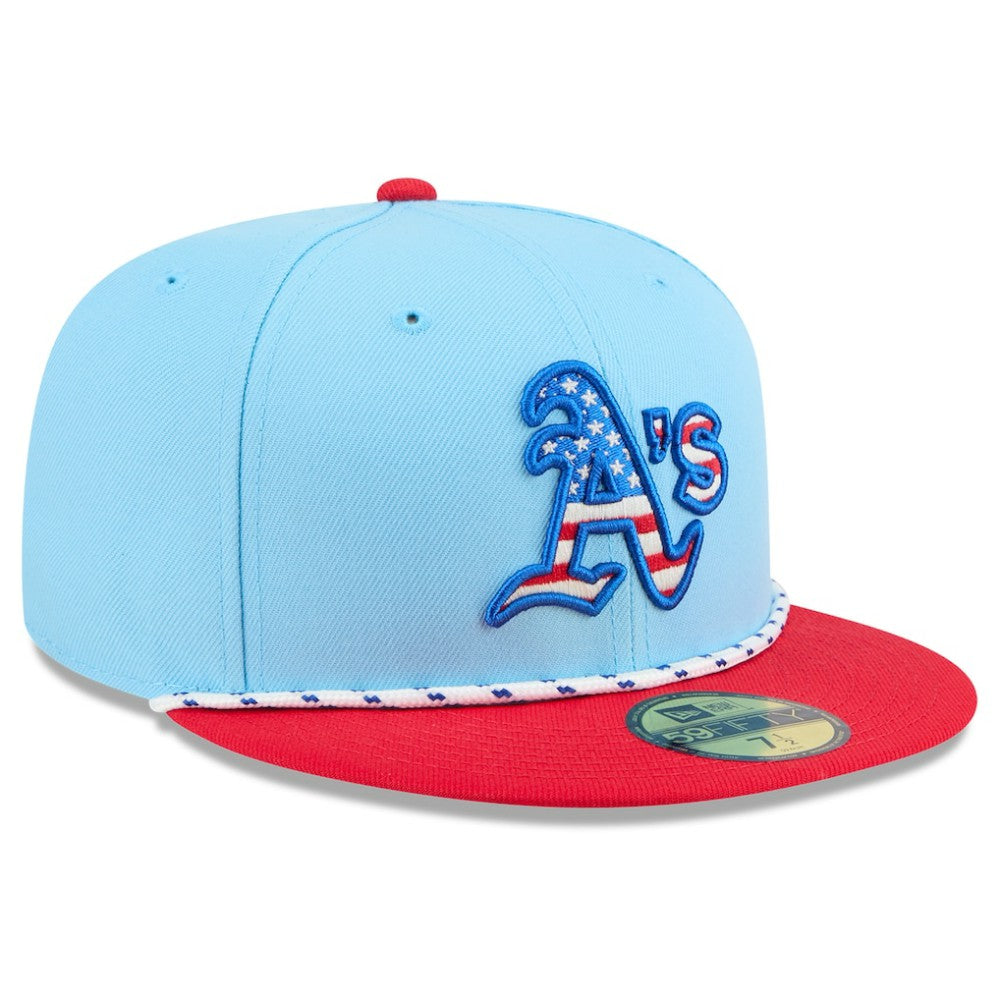 Athletics New Era 2025 Fourth of July 59FIFTY Fitted Hat - Light Blue/Red Hats
