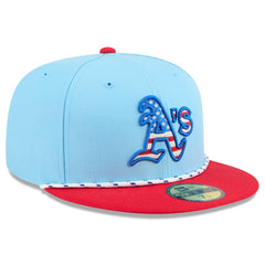 Athletics New Era 2025 Fourth of July 59FIFTY Fitted Hat - Light Blue/Red Hats
