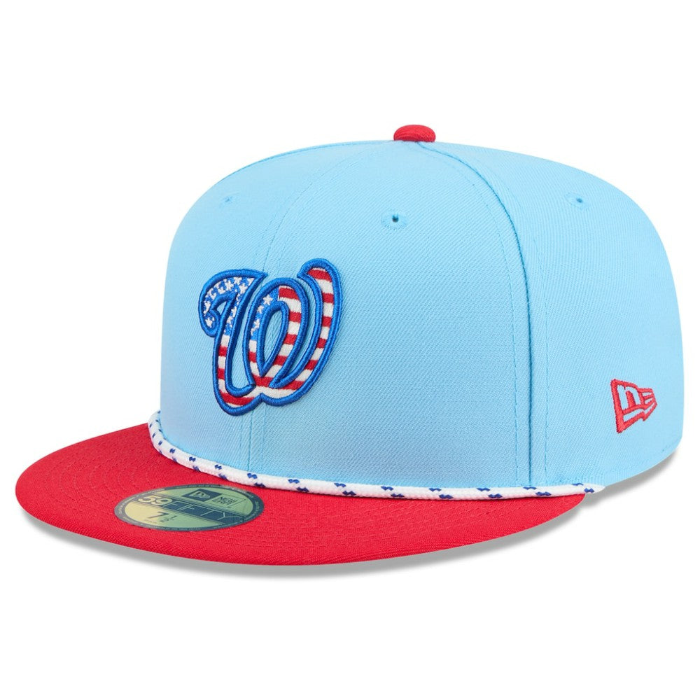 Washington Nationals New Era 2025 Fourth of July 59FIFTY Fitted Hat - Light Blue/Red Hats