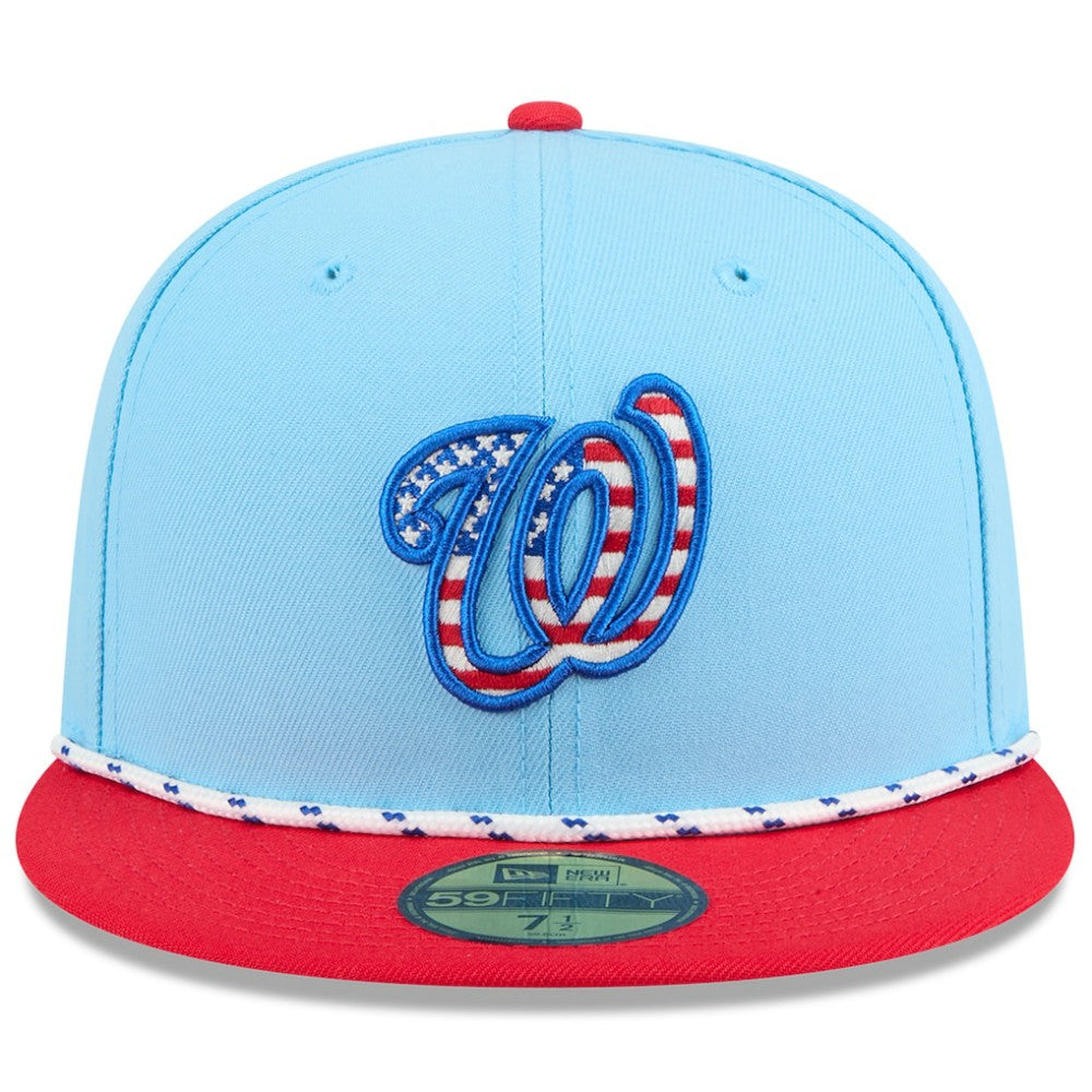 Washington Nationals New Era 2025 Fourth of July 59FIFTY Fitted Hat - Light Blue/Red Hats