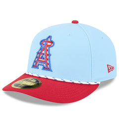 Los Angeles Angels New Era 2025 Fourth of July Low Profile 59FIFTY Fitted Hat - Light Blue/Red Hats