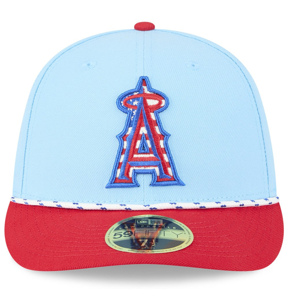 Los Angeles Angels New Era 2025 Fourth of July Low Profile 59FIFTY Fitted Hat - Light Blue/Red Hats